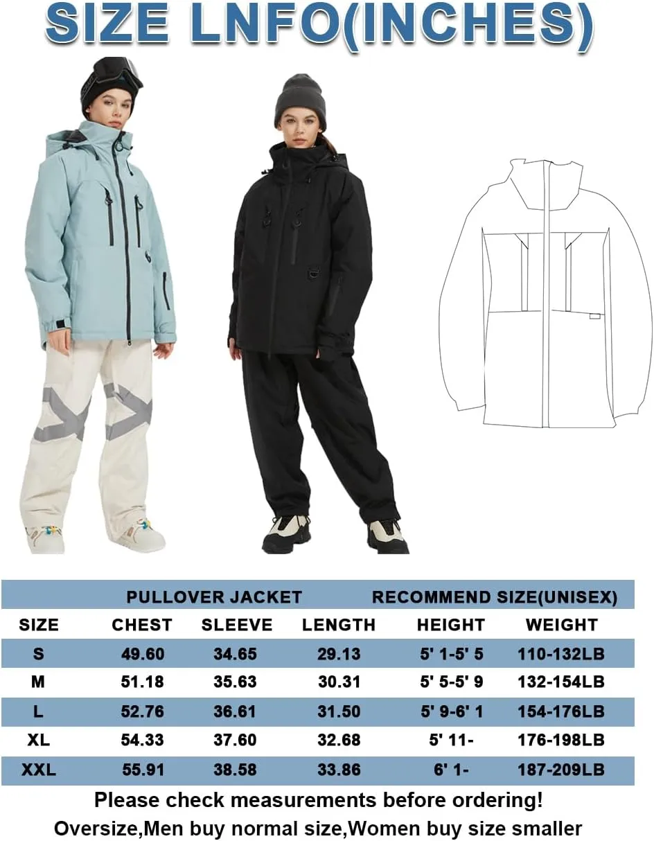 BGX Bluemagic Women's and Men's Waterproof Ski Jacket Warm Winter Snow Coat Mountain Windbreaker Hooded Raincoat Jacket