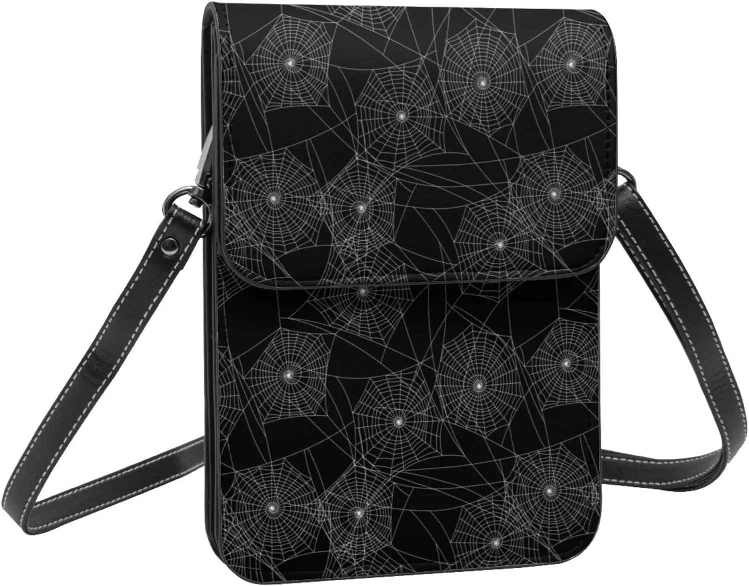 Black and White Cow Print Leather Crossbody Cell Phone Purse Small Wallet Bags Adjustable Phone Bag for Women