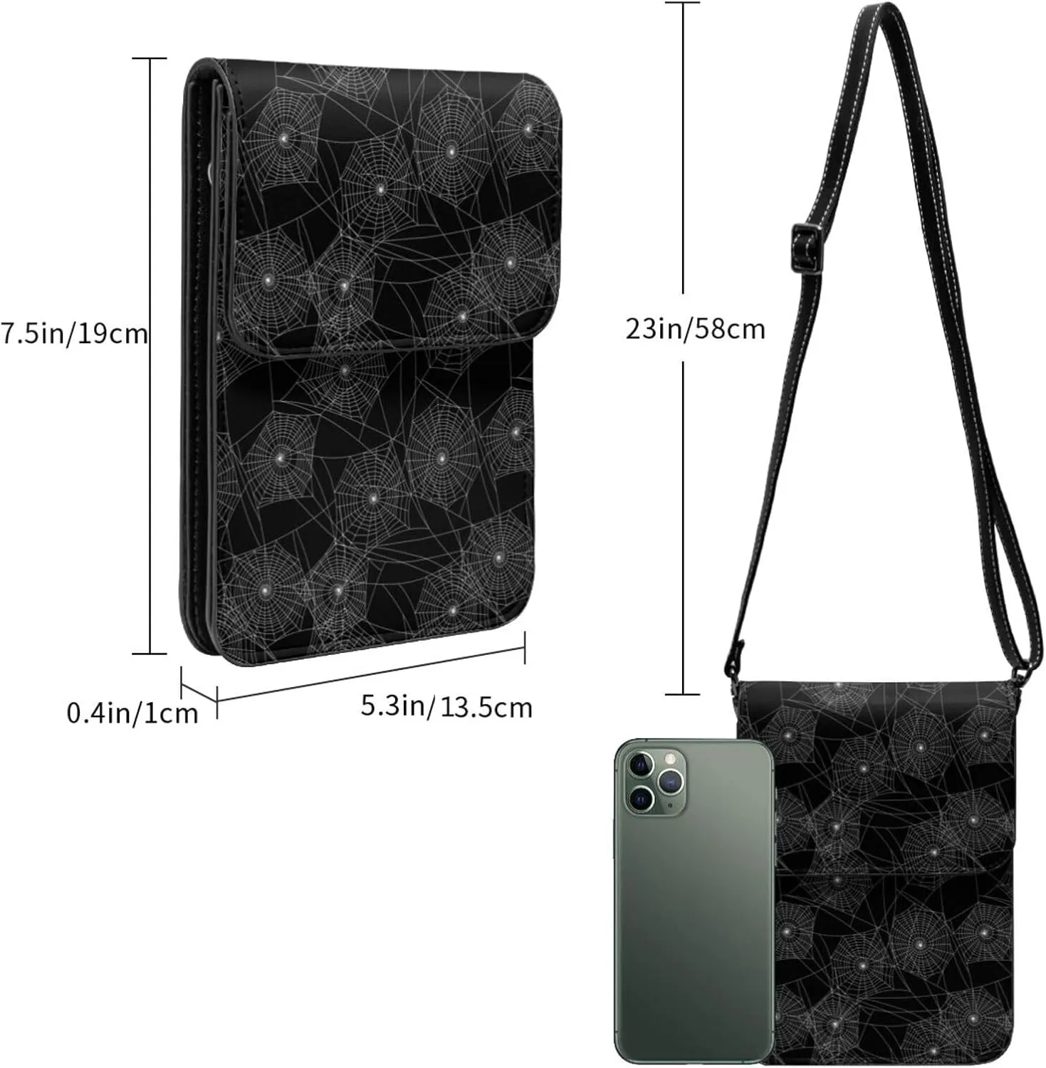 Black and White Cow Print Leather Crossbody Cell Phone Purse Small Wallet Bags Adjustable Phone Bag for Women