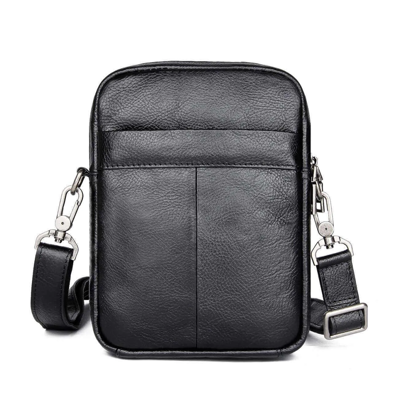 Black Leather Men's Small Crossbody Bag