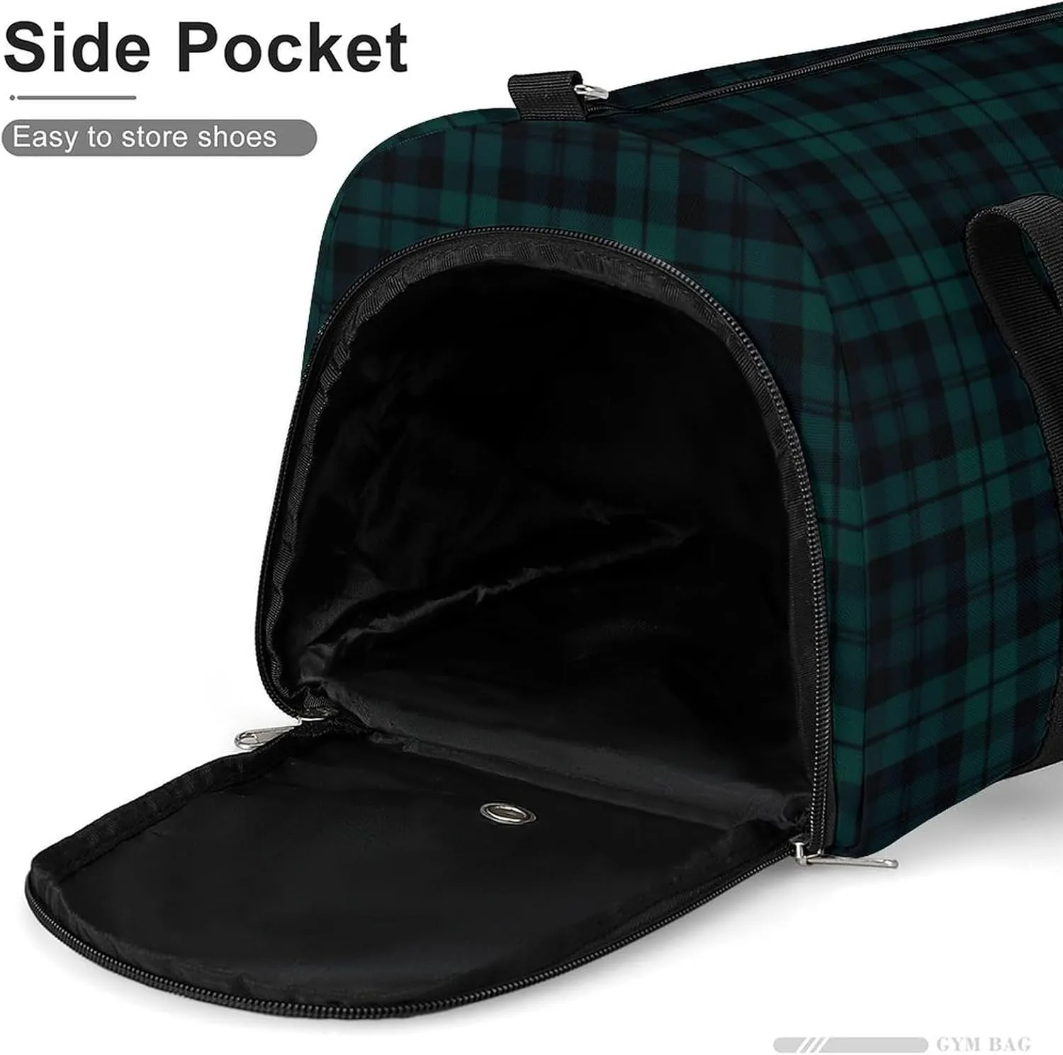 Black Watch Tartan Pattern Portable Large Capacity Fully Printed Fitness Bag Unisex