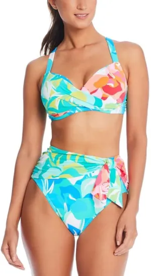 Bleu Rod Beattie Women's Twist-Front Bikini Top (Blue Multi, 34DD)