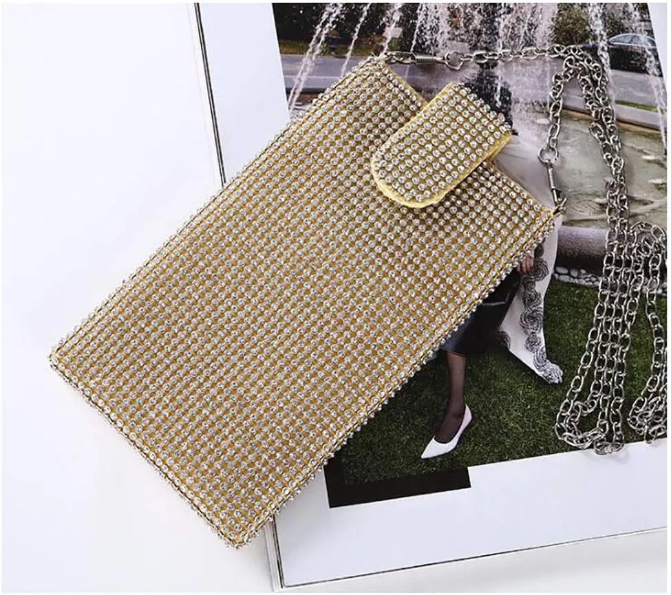 Bling Rhinestone Evening Handbag Cell Phone Purse Wallet Clutch Crossbody Bag