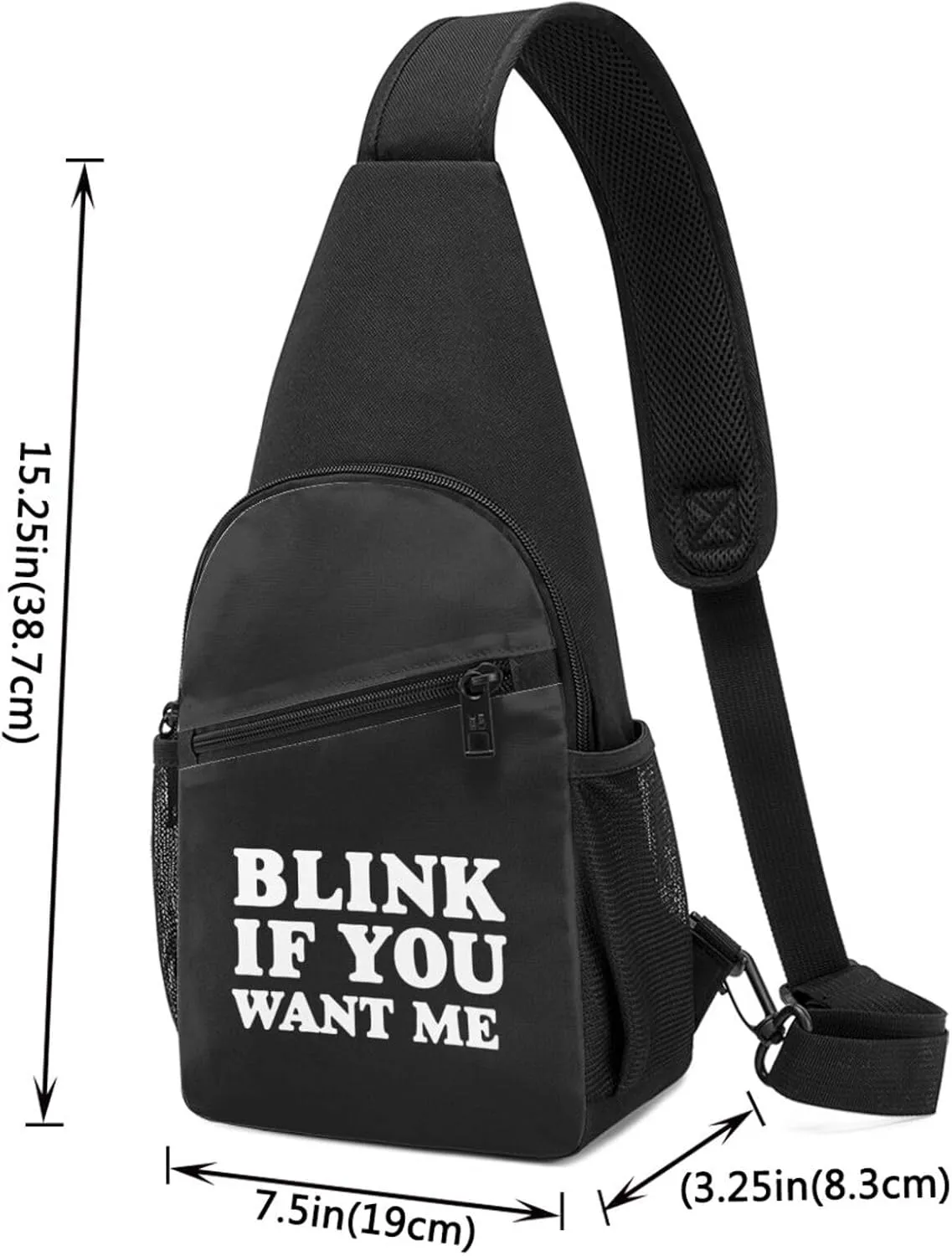 Blink If You Want Me Unisex Chest Bag Lightweight Crossbody Shoulder Bag Travel Pocket Black