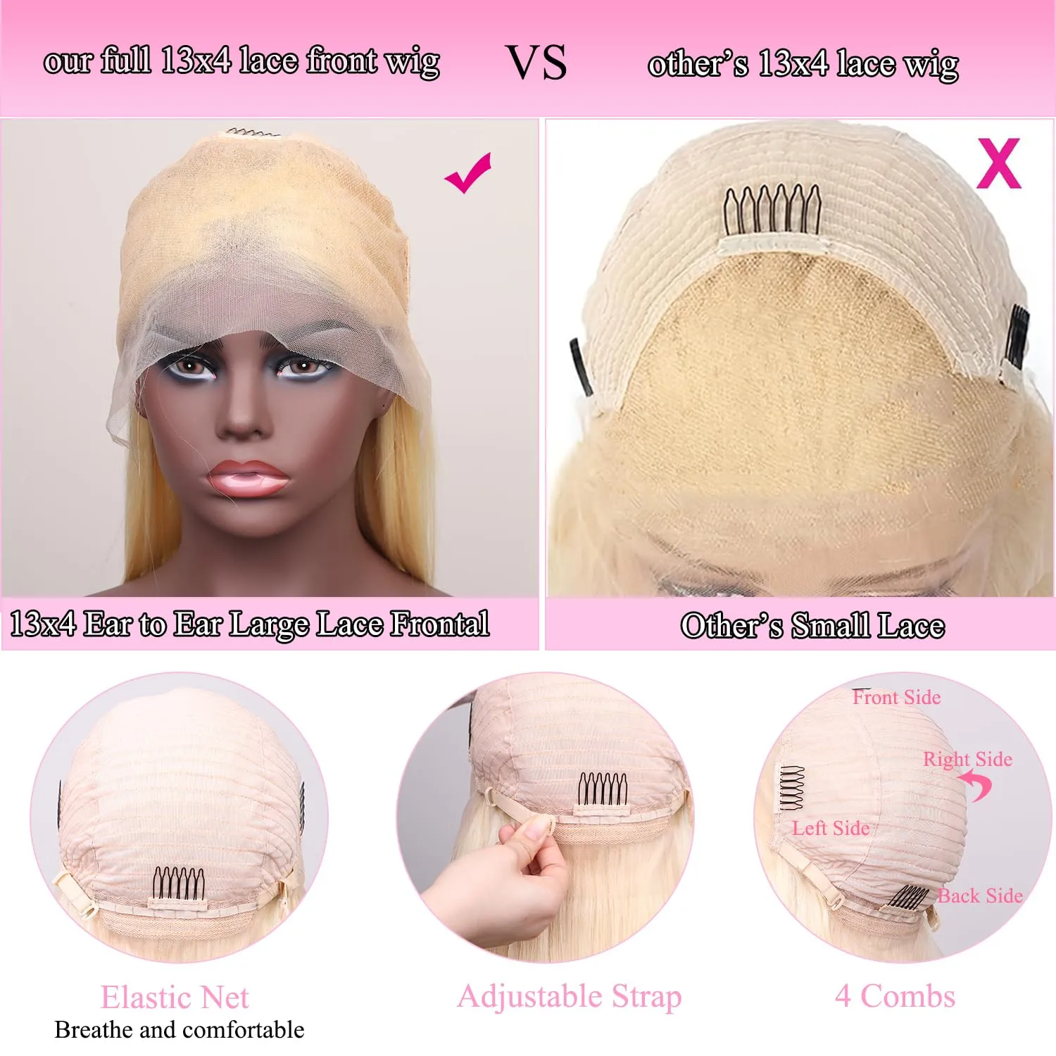 Blonde Bob Wig Human Hair 13X4 HD Transparent 613 Lace Front Wig Human Hair 180% Density Frontal Wigs Pre Plucked With Natural Baby Hair 613 Blonde Short Bob Wigs For Women (10 inches)
