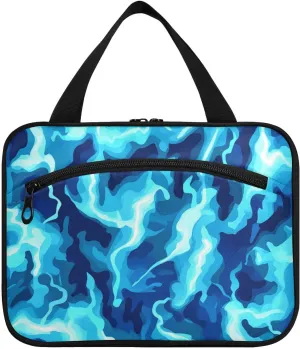 Blue Lightning Turquoise hanging toiletry bags for men with hook, designer waterproof travel bag toiletry for women traveling backpacking bolsas de maquillaje para mujer L