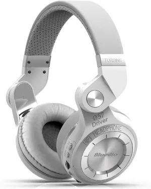 Bluedio T2 Plus Turbine Wireless Bluetooth Headphones with Mic/Micro SD Card Slot/FM Radio (White)