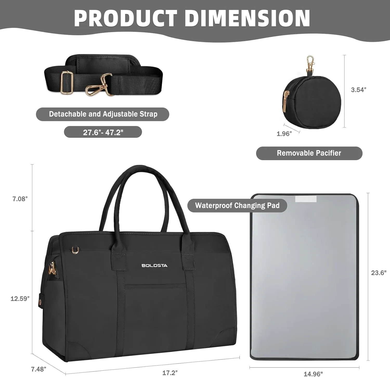 BOLOSTA Diaper Bag Tote for Women Diaper Bag with Changing Pad Hospital bag for labor and delivery Travel Maternity Bag