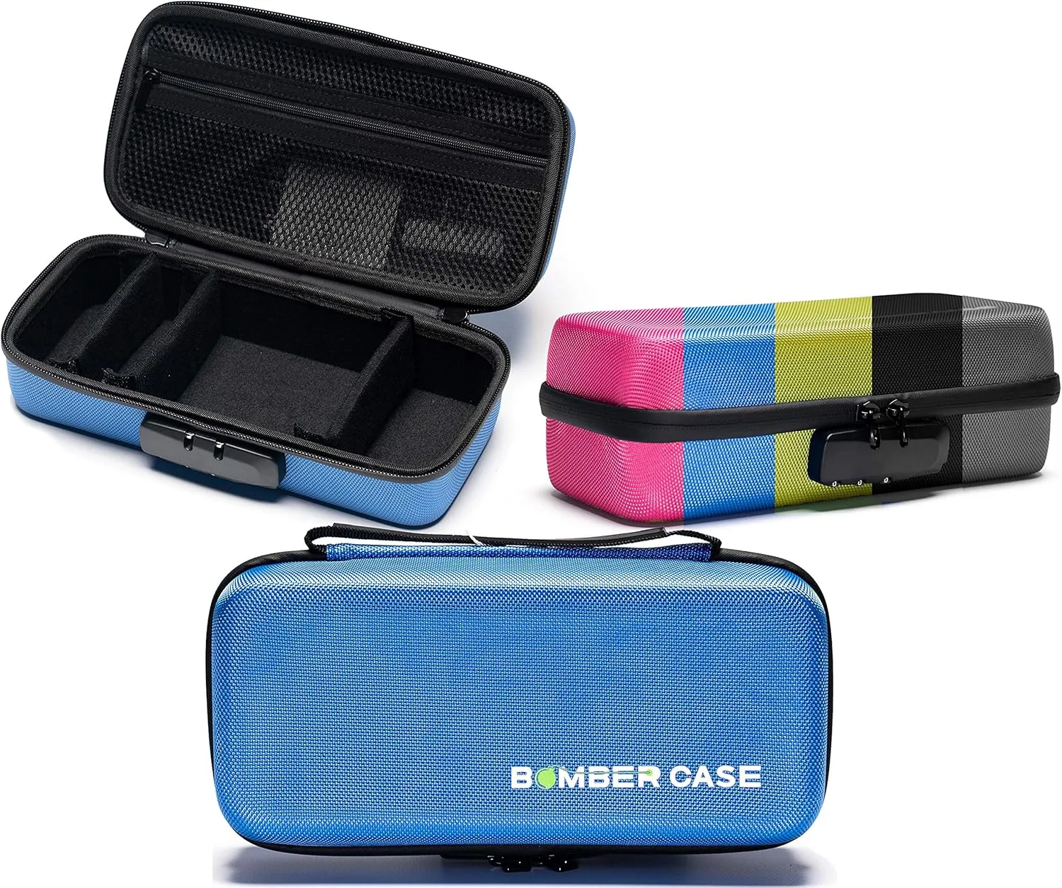 BOMBER CASE - Elite Series - Odor-Proof Lock Box with Customizable Interior - Durable, Flexible, and Secure - 9.5" x 4" x 3.5" - Blue