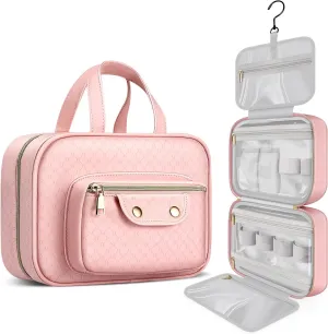 BOOMRICH Toiletry Bag for Women, Travel Hanging Toiletry Bag, Water-resistant Cosmetic Make up Organizer for Travel Accessories Kit, Bathroom Shower (Pink)
