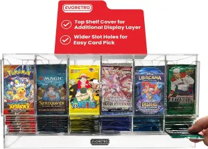 Booster Pack Dispenser 6 Slot for Pokemon, MTG, Lorcana, YuGiOh, One Piece - Acrylic TCG Organizer Display Case