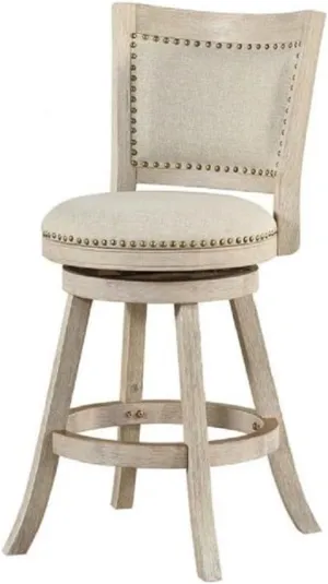 Boraam Melrose 24" Swivel Stool, Ivory Wire-Brush