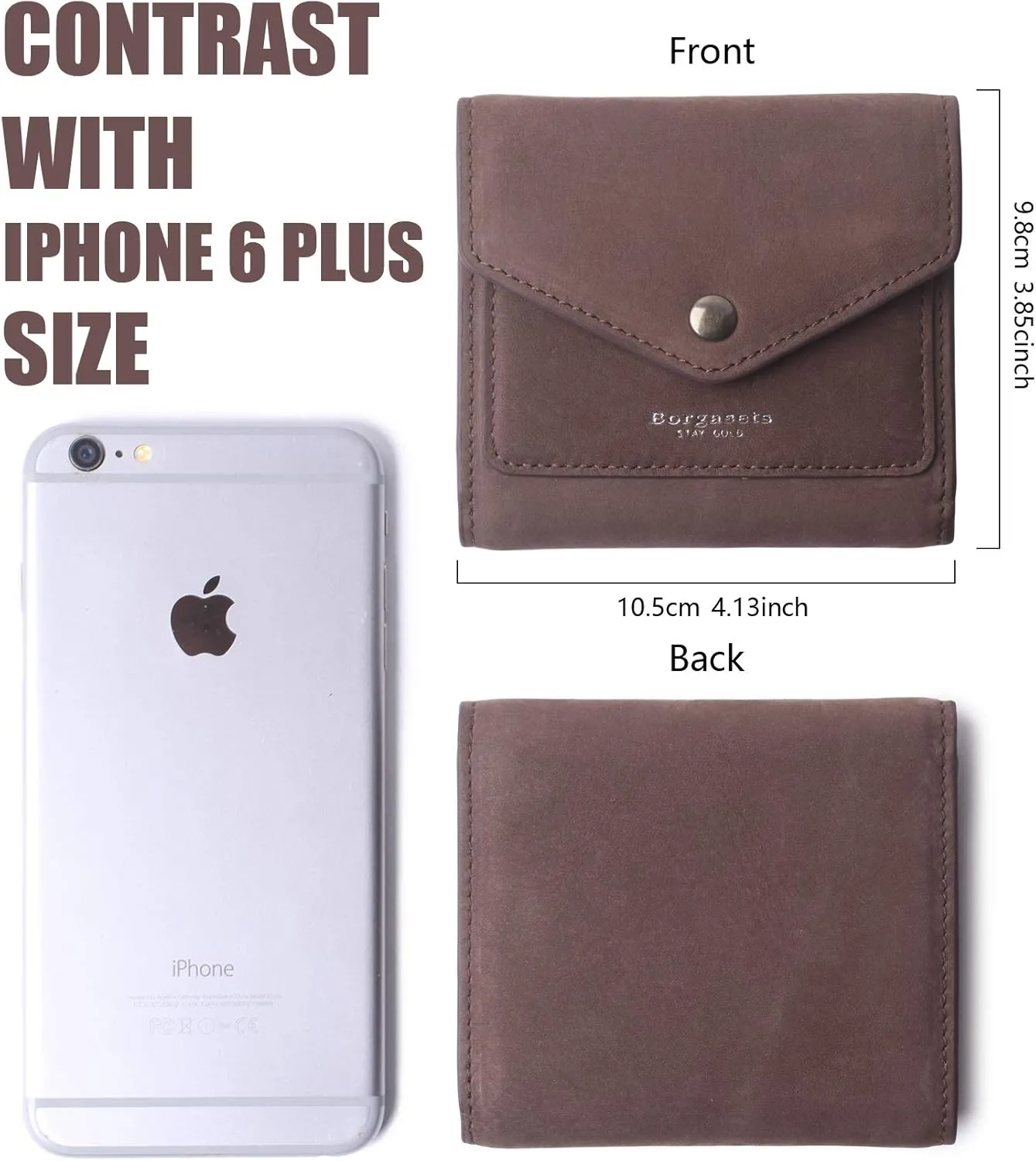 Borgasets Small Wallet for Women Genuine Leather RFID Blocking Card Holder Organizer Pocket Compact Bifold Ladies Mini Purse
