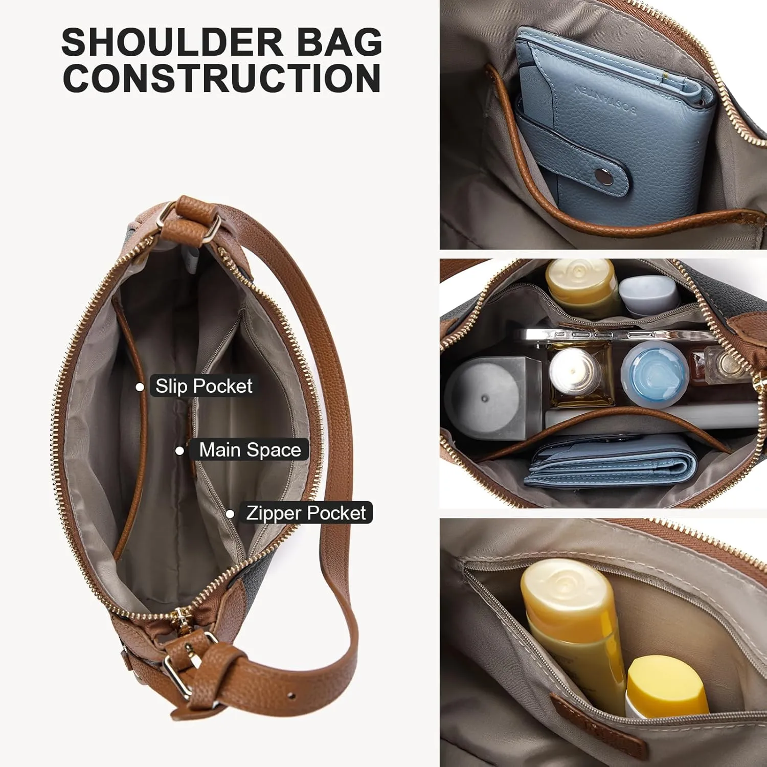 BOSTANTEN Small Purses for Women Trendy Cresent Shoulder Bag Hobo Handbags