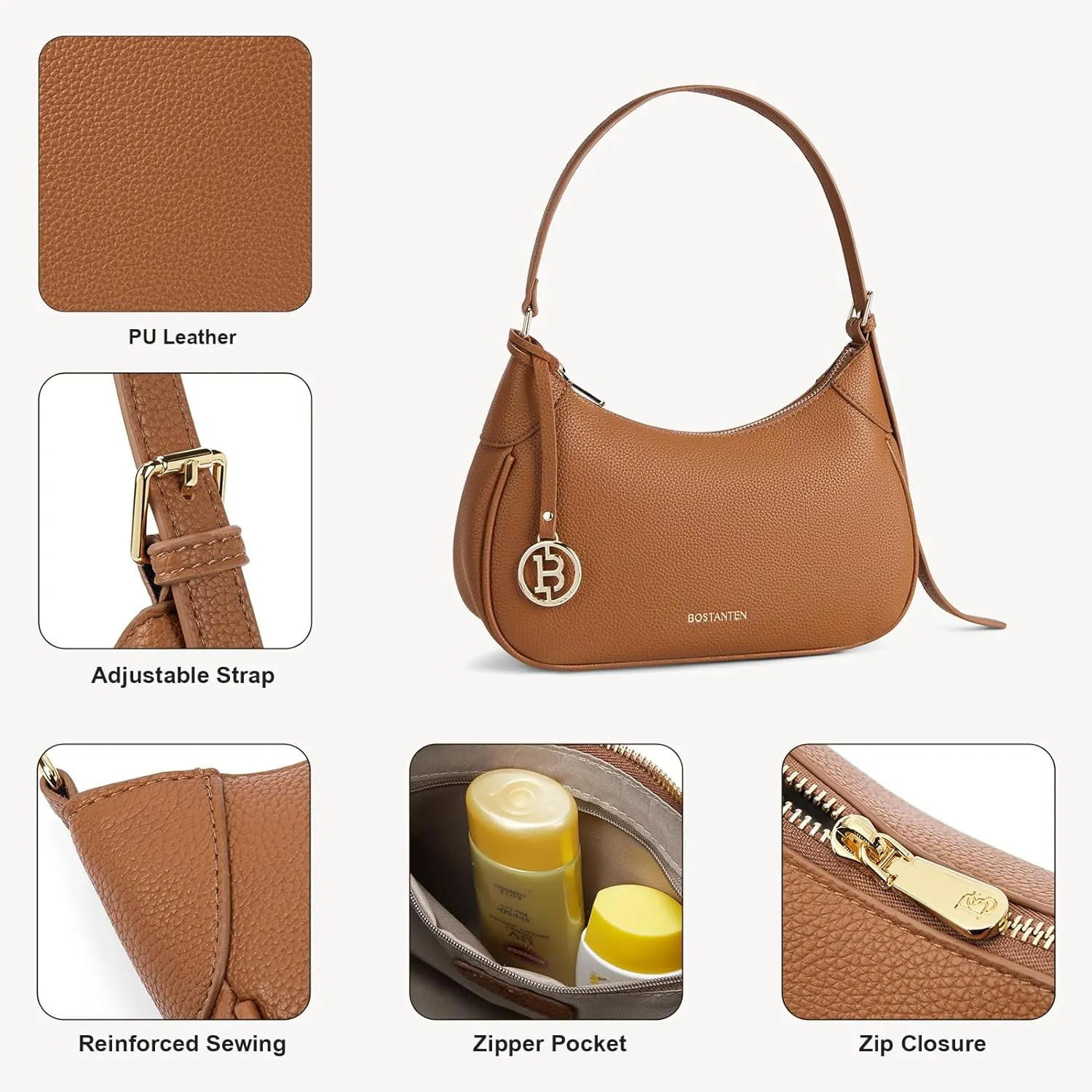BOSTANTEN Small Purses for Women Trendy Cresent Shoulder Bag Hobo Handbags