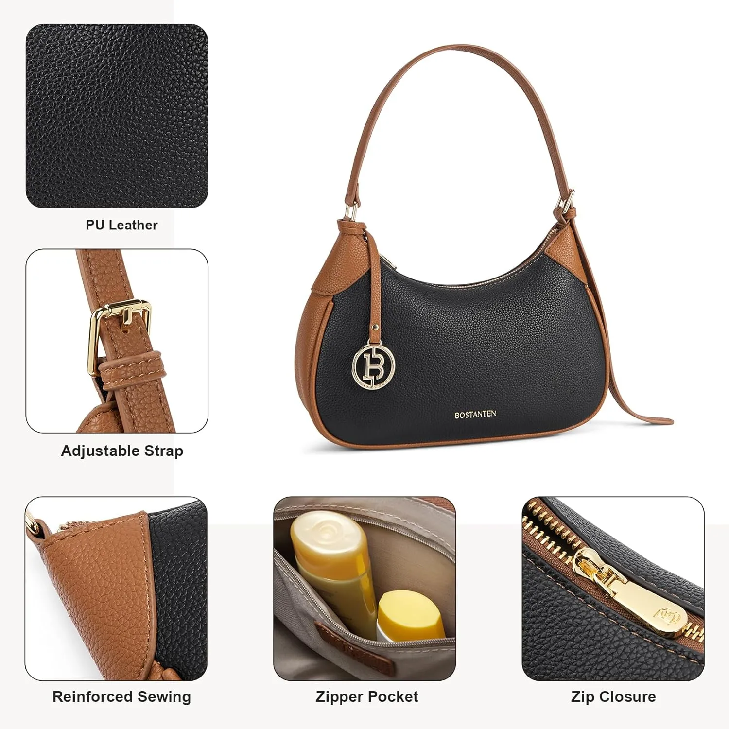 BOSTANTEN Small Purses for Women Trendy Cresent Shoulder Bag Hobo Handbags