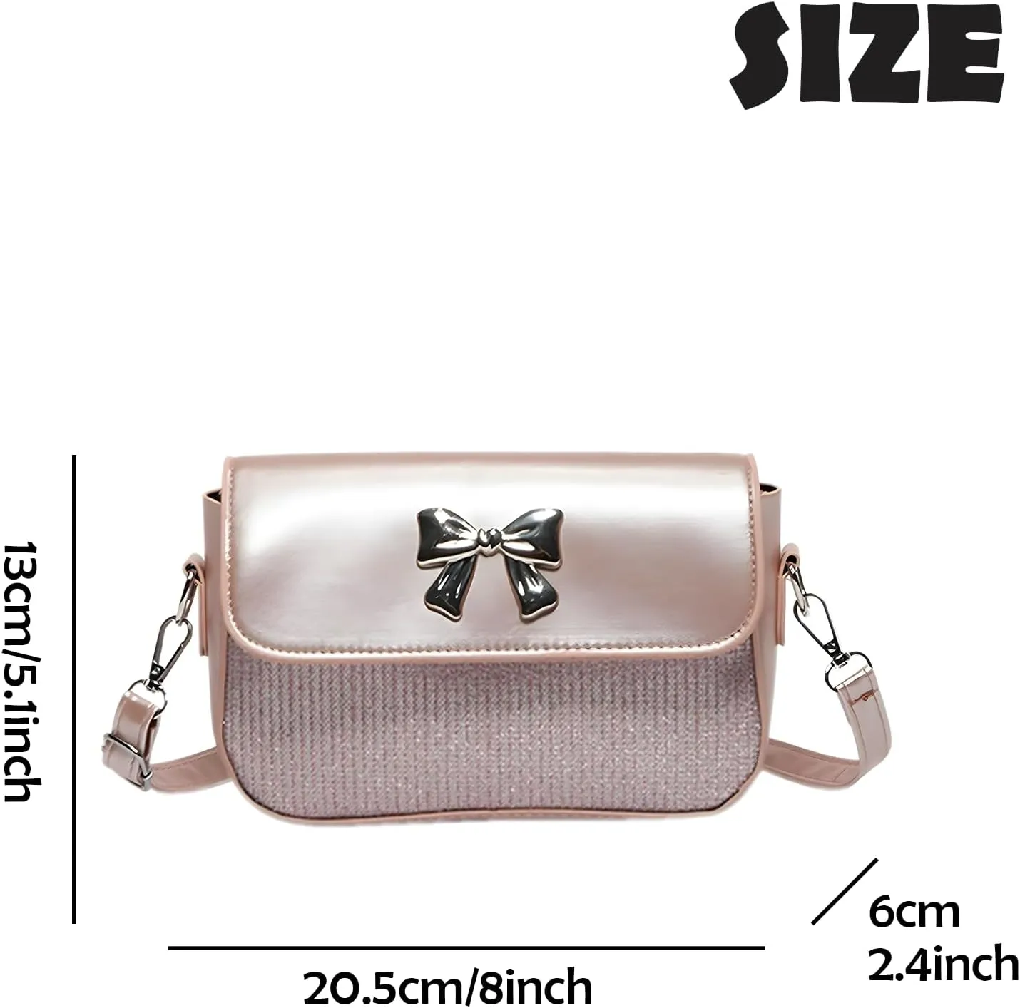 Bow Purse for Women Glitter Dressy Chain Crossbody Purse Cute Y2k Bow Metallic Small Wedding Handbag Pocketbook