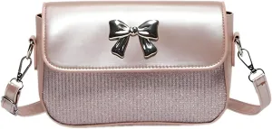 Bow Purse for Women Glitter Dressy Chain Crossbody Purse Cute Y2k Bow Metallic Small Wedding Handbag Pocketbook