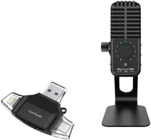 BoxWave Smart Gadget Compatible with IK Multimedia iRig Stream Mic USB - AllReader SD Card Reader, microSD Card Reader SD Compact USB - Jet Black