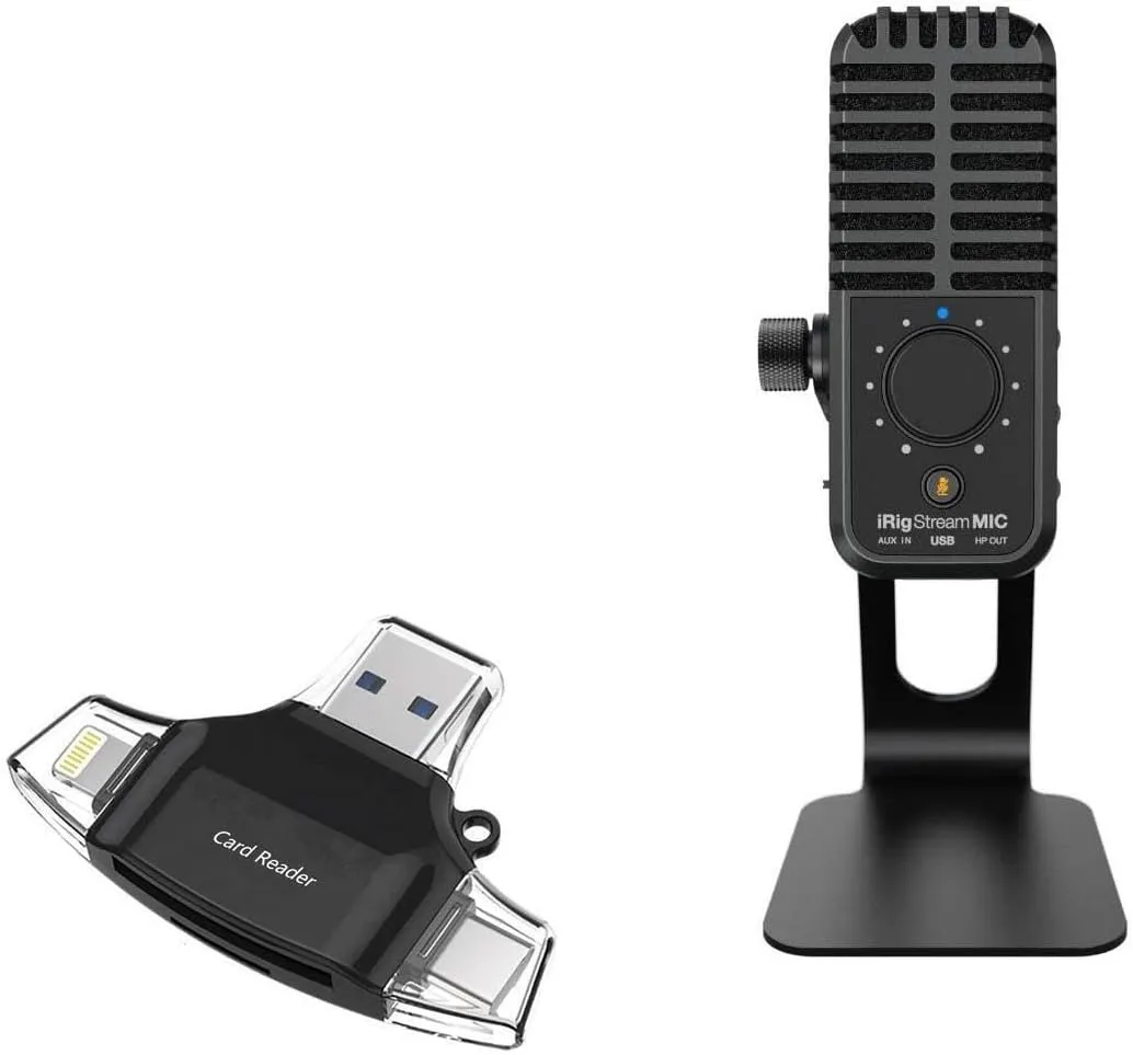 BoxWave Smart Gadget Compatible with IK Multimedia iRig Stream Mic USB - AllReader SD Card Reader, microSD Card Reader SD Compact USB - Jet Black