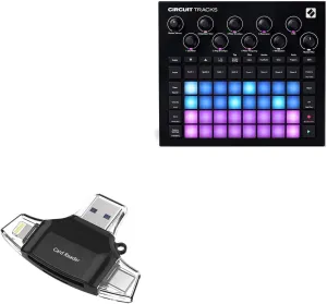BoxWave Smart Gadget Compatible with Novation Circuit Tracks - AllReader SD Card Reader, microSD Card Reader SD Compact USB - Jet Black