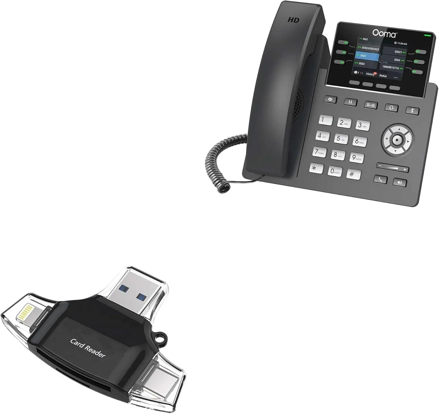 BoxWave Smart Gadget Compatible with Ooma 2613 IP Phone - AllReader SD Card Reader, microSD Card Reader SD Compact USB - Jet Black