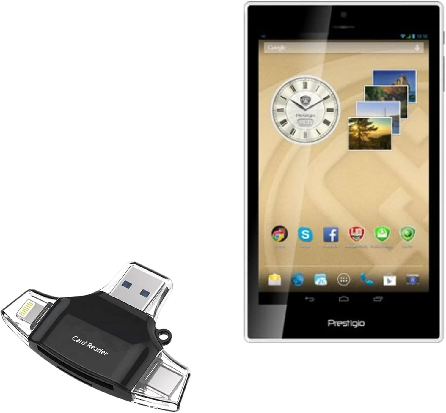 BoxWave Smart Gadget Compatible with Prestigio MultiPad Color 8.0 3G - AllReader SD Card Reader, microSD Card Reader SD Compact USB - Jet Black