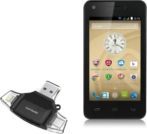 BoxWave Smart Gadget Compatible with Prestigio MultiPhone 5454 Duo - AllReader SD Card Reader, microSD Card Reader SD Compact USB - Jet Black