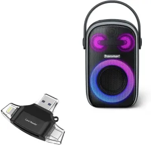 BoxWave Smart Gadget Compatible with Tronsmart Halo 100 Portable Party Speaker - AllReader SD Card Reader, microSD Card Reader SD Compact USB - Jet Black