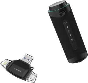 BoxWave Smart Gadget Compatible with Tronsmart T7 Portable Outdoor Speaker - AllReader SD Card Reader, microSD Card Reader SD Compact USB - Jet Black