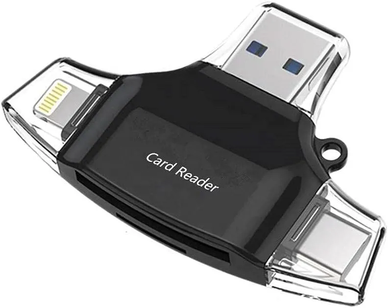 BoxWave Universal AllReader SD Card Reader, microSD Card Reader SD Compact USB - Jet Black