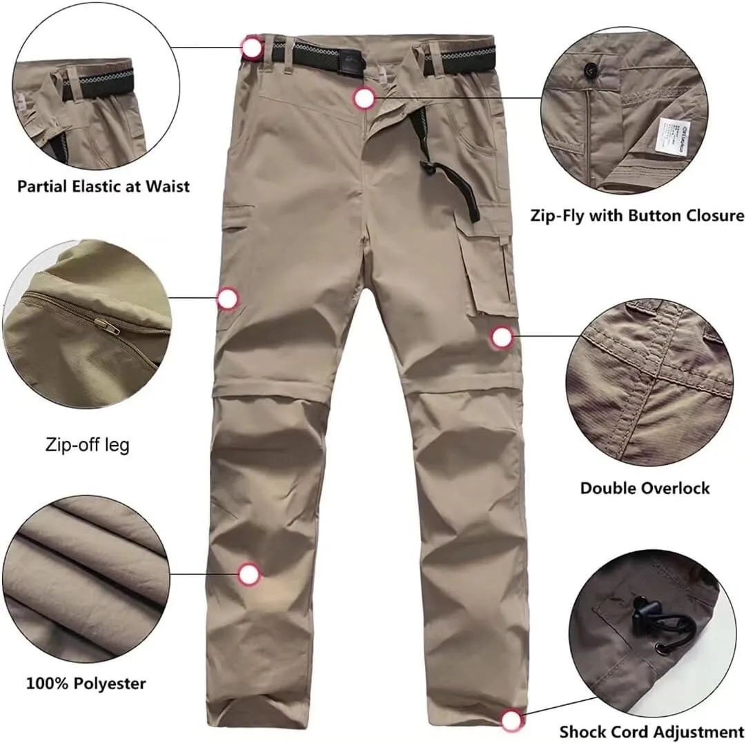 Boy's Hiking Cargo Pants Kids' Outdoor Quick Dry Pants Casual Youth Climbing Convertible Trouser Fishing Pants