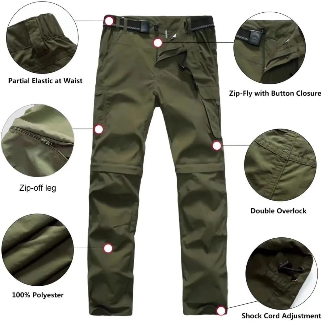 Boy's Hiking Cargo Pants Kids' Outdoor Quick Dry Pants Casual Youth Climbing Convertible Trouser Fishing Pants