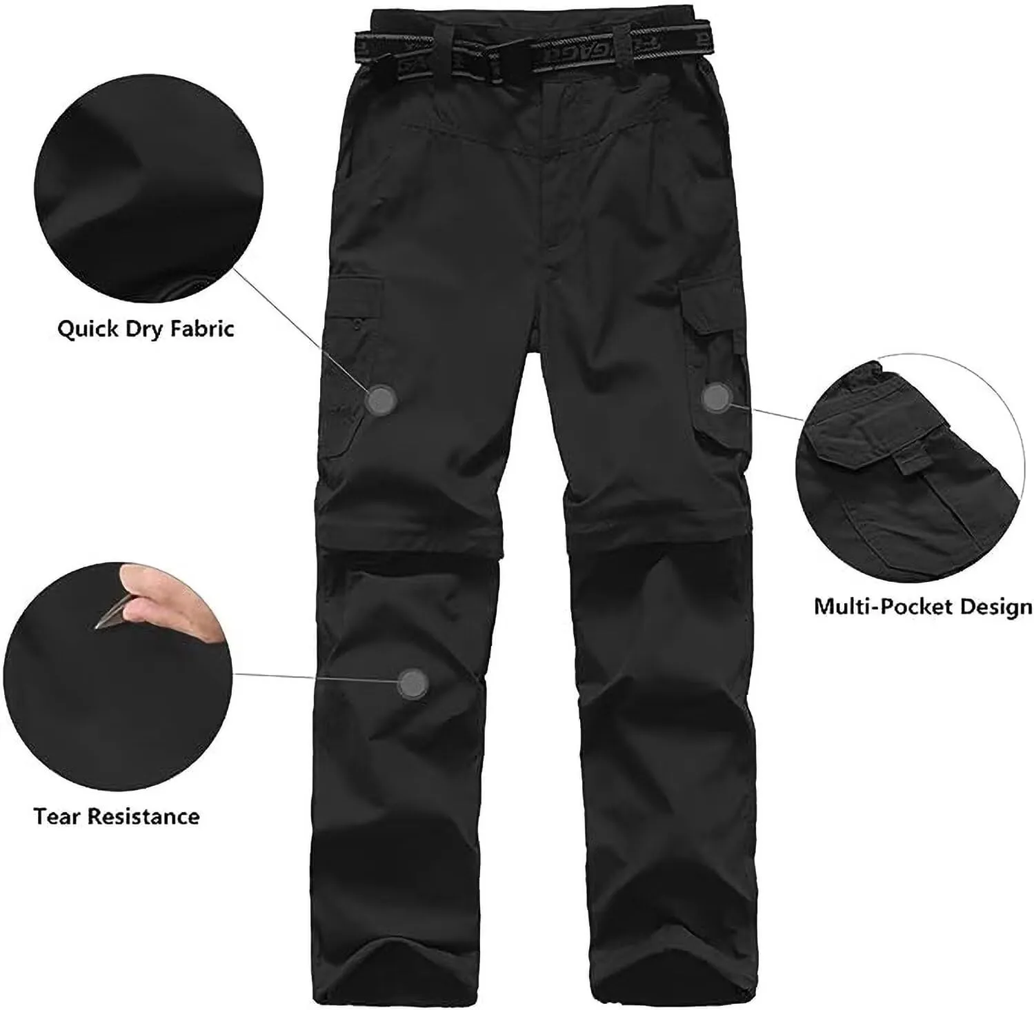 Boy’s Scout Pants Hiking Quick Dry Zip Off Pants Convertible Outdoor Climbing Casual Trouser Kids Youth Cargo Pants