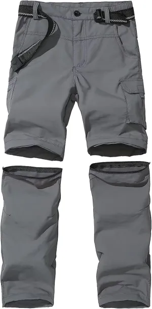 Boy’s Scout Pants Hiking Quick Dry Zip Off Pants Convertible Outdoor Climbing Casual Trouser Kids Youth Cargo Pants