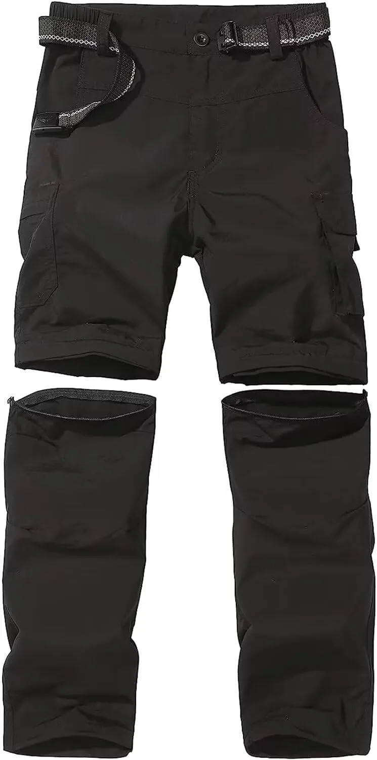 Boy’s Scout Pants Hiking Quick Dry Zip Off Pants Convertible Outdoor Climbing Casual Trouser Kids Youth Cargo Pants