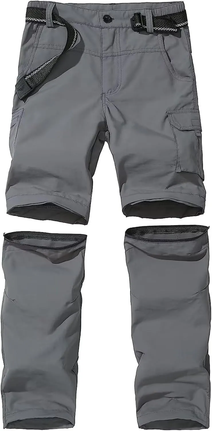 Boy’s Scout Pants Hiking Quick Dry Zip Off Pants Convertible Outdoor Climbing Casual Trouser Kids Youth Cargo Pants