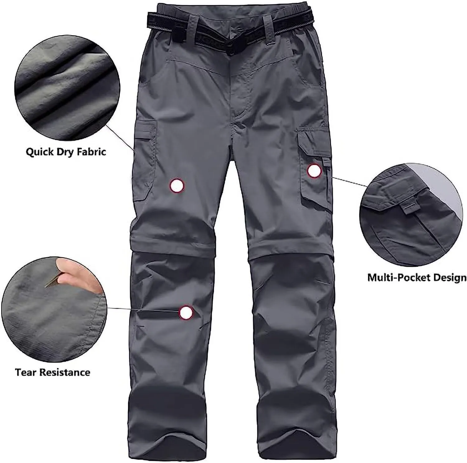 Boy’s Scout Pants Hiking Quick Dry Zip Off Pants Convertible Outdoor Climbing Casual Trouser Kids Youth Cargo Pants