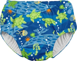Boys' Snap Reusable Absorbent Swimsuit Diaper, Royal Blue Turtle Journey, 24 M