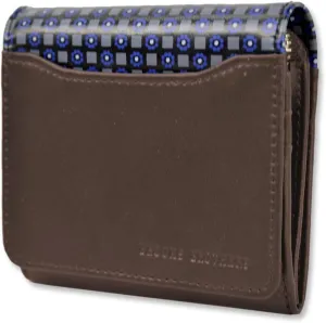 Brooks Brothers Tri-Fold Fold Over Zipper Pocket Wallet Small Leather Wallet, (136830 Brown)