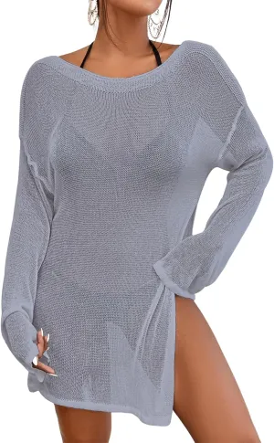 Bsubseach Crochet Swimsuit Coverup for Women Sheer Bathing Suit Cover Ups Kintted Swimwear Bikini Beach Vacation Outfits