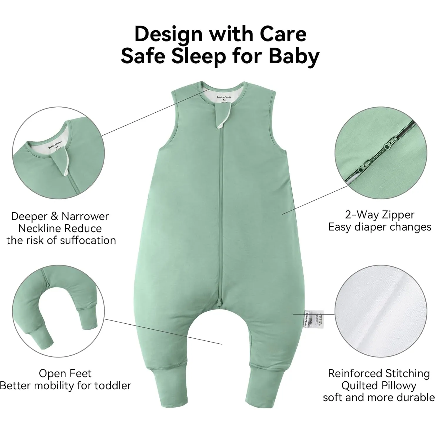 BubblePanda Toddler Sleep Sack with Feet 3t-4t 100% Cotton Wearable Blanket with Legs 4t Baby Sleep Bag Walker 0.5 Tog Summer Lightweight Thin Soft 2-Way Zipper