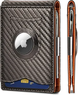 BULLIANT Men Wallet Airtag&Standard Use,Slim Front Pocket Wallet Money Clip for Gifg Men RFID Blocking 11Cards