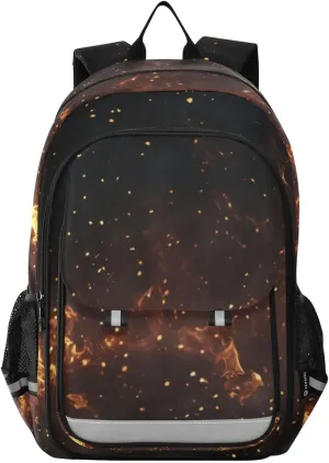 Burn Fire Flames Backpack Travel Laptop Daypack Shoulder Bag Book Bag Daypack with Reflective Strip 12.9 ×17.7 In