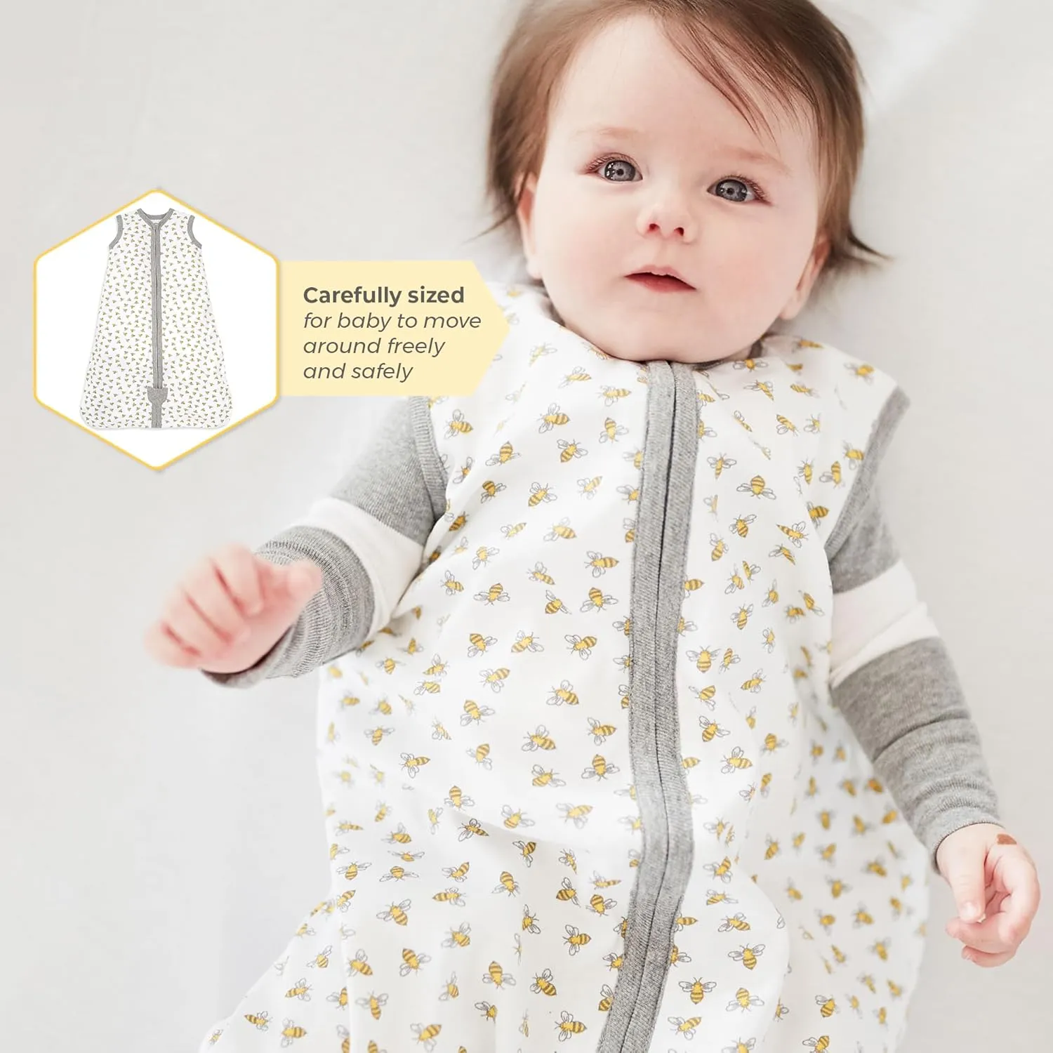 Burt's Bees Baby Beekeeper Wearable Blanket, Organic Cotton Swaddle 0.5 or 1.5 TOG, Newborn Essentials Shower Gift
