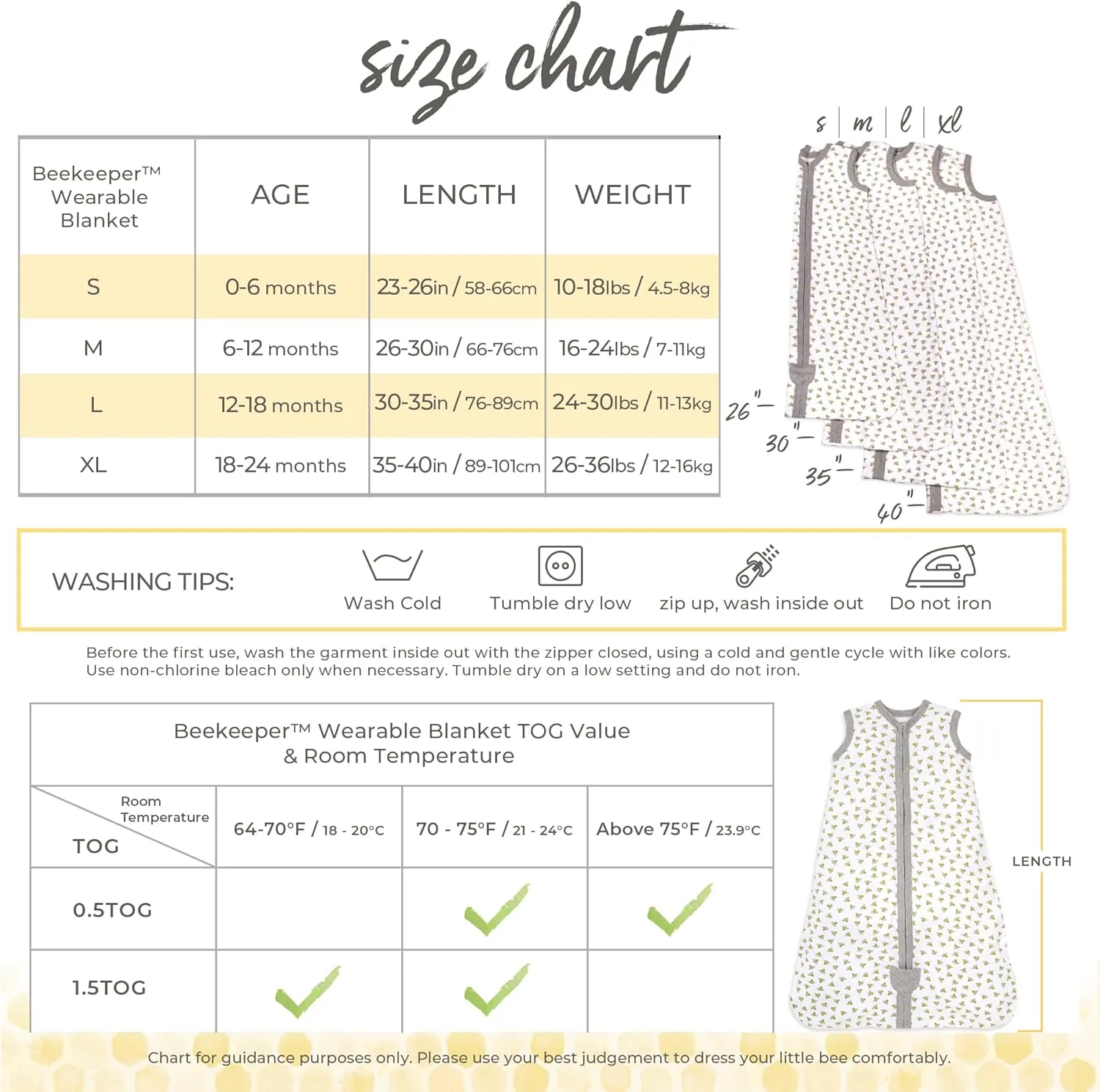Burt's Bees Baby Beekeeper Wearable Blanket, Organic Cotton Swaddle 0.5 or 1.5 TOG, Newborn Essentials Shower Gift