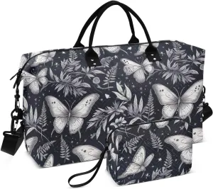 Butterfly Black Travel Duffle Bag Duffel Bags Carry On Overnight Bag Large Weekender Duffle Bags Gym Bag with Toiletry Bag Hospital Bag for Airplanes Women Men Yoga Sports Ttrip Adults