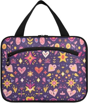 Butterfly Purple Golden Cartoon hanging toiletries bag for women with hook, designer multifunctional travel bag toiletry for trip essentials hotel organizador de maquillaje para