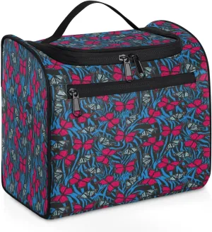 Butterfly Zebra Print Toiletry Bag Hanging Travel Organizer for Men and Women Blue Makeup Cosmetic Case for Toiletries Accessories Water-resistant Bathroom Dopp Kit Shaving Bag