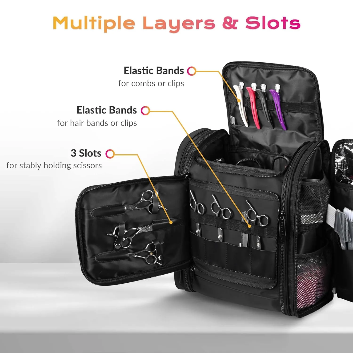 BYOOTIQUE Hairstylist Traveling Bag Hair Tools Travel Backpack Barber Travel Bag Cosmetology Bag Hairdresser Bag for Barber Styling Tools Curling Iron Hair Straightener Salon Barber Shop, Black